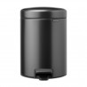 Κάδος απορριμμάτων με πεντάλ Brabantia NewIcon 1008838, 5 L, Ομαλό κλείσιμο, Αντιολισθητική βάση, Σκούρο γκρι