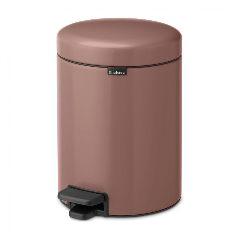 Κάδος με πεντάλ Brabantia NewIcon 1008841, 5 L, Ομαλό κλείσιμο, Αντιολισθητική βάση, Σατινέ φινίρισμα, Καφέ