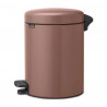 Κάδος με πεντάλ Brabantia NewIcon 1008841, 5 L, Ομαλό κλείσιμο, Αντιολισθητική βάση, Σατινέ φινίρισμα, Καφέ