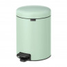 Κάδος με πεντάλ Brabantia NewIcon 1008839, 5 L, Εύκολο κλείσιμο, Αντιολισθητική βάση, Ανοιχτό πράσινο