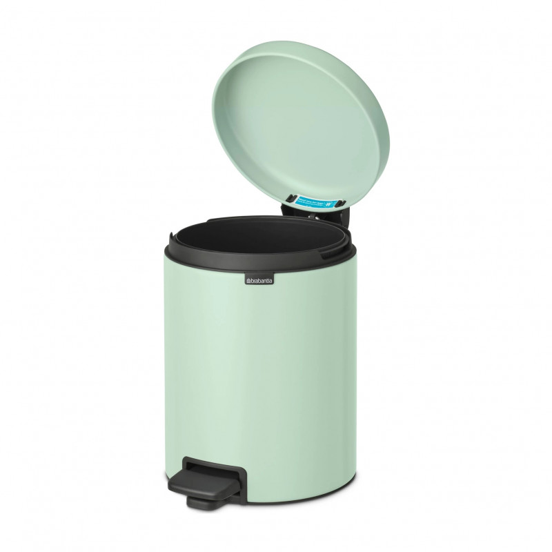 Κάδος με πεντάλ Brabantia NewIcon 1008839, 5 L, Εύκολο κλείσιμο, Αντιολισθητική βάση, Ανοιχτό πράσινο