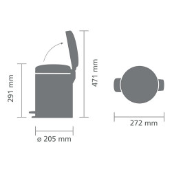 Κάδος με πεντάλ Brabantia NewIcon 1008839, 5 L, Εύκολο κλείσιμο, Αντιολισθητική βάση, Ανοιχτό πράσινο