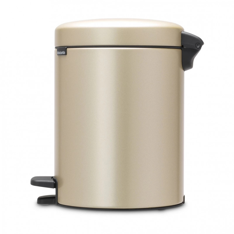 Κάδος με πεντάλ Brabantia NewIcon 1003198, 5 L, Ομαλό κλείσιμο, Αντιολισθητική βάση, Μεταλλικό χρυσό