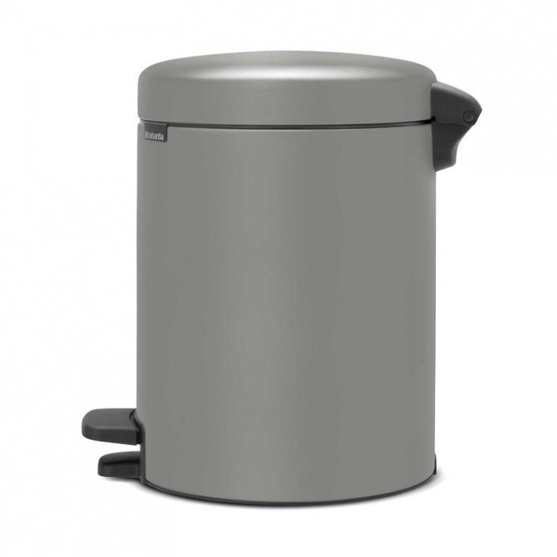 Κάδος απορριμμάτων με πεντάλ Brabantia NewIcon 1001097, 5 L, Ομαλό κλείσιμο, Αντιολισθητική βάση, Ορυκτή επίστρωση, Γκρι