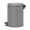 Κάδος απορριμμάτων με πεντάλ Brabantia NewIcon 1001097, 5 L, Ομαλό κλείσιμο, Αντιολισθητική βάση, Ορυκτή επίστρωση, Γκρι