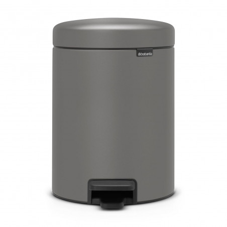 Κάδος απορριμμάτων με πεντάλ Brabantia NewIcon 1001097, 5 L, Ομαλό κλείσιμο, Αντιολισθητική βάση, Ορυκτή επίστρωση, Γκρι