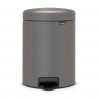 Κάδος απορριμμάτων με πεντάλ Brabantia NewIcon 1001097, 5 L, Ομαλό κλείσιμο, Αντιολισθητική βάση, Ορυκτή επίστρωση, Γκρι