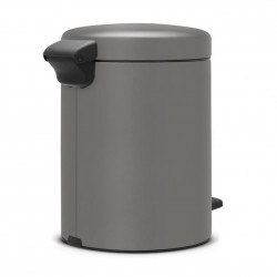 Κάδος απορριμμάτων με πεντάλ Brabantia NewIcon 1001097, 5 L, Ομαλό κλείσιμο, Αντιολισθητική βάση, Ορυκτή επίστρωση, Γκρι