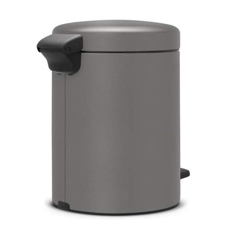 Κάδος απορριμμάτων με πεντάλ Brabantia NewIcon 1001097, 5 L, Ομαλό κλείσιμο, Αντιολισθητική βάση, Ορυκτή επίστρωση, Γκρι