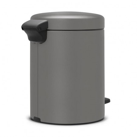 Κάδος απορριμμάτων με πεντάλ Brabantia NewIcon 1001097, 5 L, Ομαλό κλείσιμο, Αντιολισθητική βάση, Ορυκτή επίστρωση, Γκρι