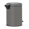 Κάδος απορριμμάτων με πεντάλ Brabantia NewIcon 1001097, 5 L, Ομαλό κλείσιμο, Αντιολισθητική βάση, Ορυκτή επίστρωση, Γκρι