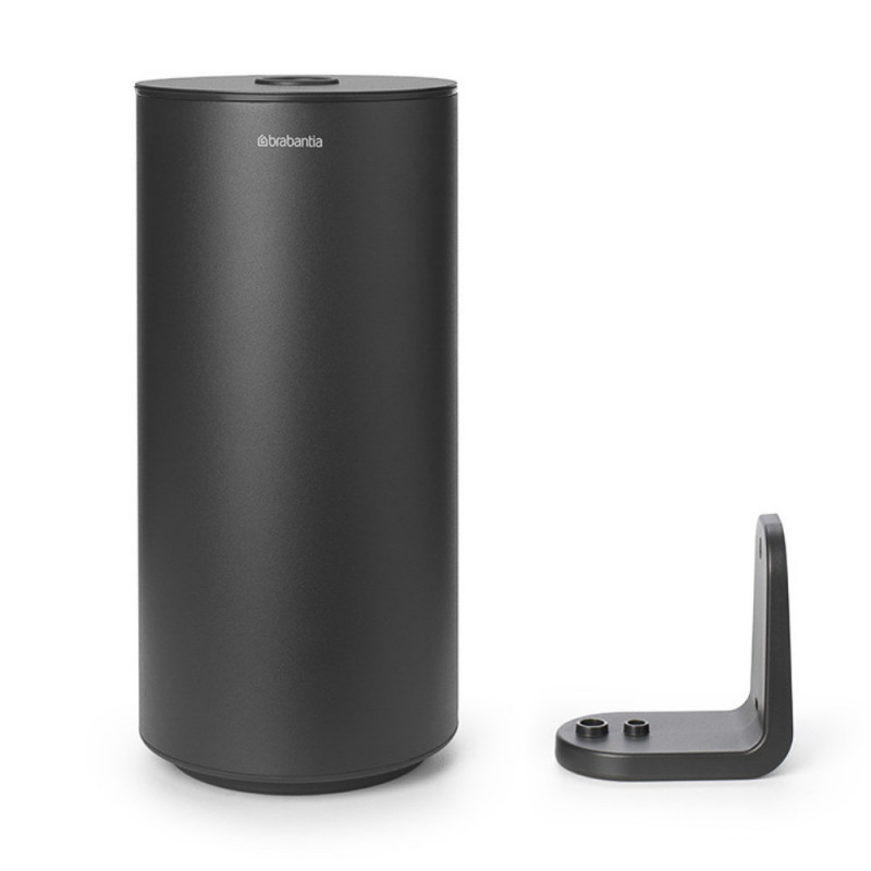 Χαρτοθήκη τουαλέτας Brabantia MindSet Mineral 1005676, Διπλή, Επιδαπέδια ή επίτοιχη τοποθέτηση, Φινίρισμα Mineral, Σκούρο γκρι