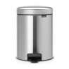 Κάδος με πεντάλ Brabantia NewIcon 649011, 5 L, Εύκολο κλείσιμο, Αντιολισθητική βάση, Inox/Matte