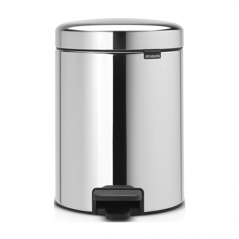 Κάδος απορριμμάτων με πεντάλ Brabantia NewIcon 649010, 5 L, Εύκολο κλείσιμο, Αντιολισθητική βάση, Inox