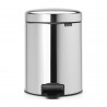 Κάδος απορριμμάτων με πεντάλ Brabantia NewIcon 649010, 5 L, Εύκολο κλείσιμο, Αντιολισθητική βάση, Inox