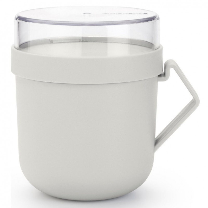 Κύπελλο σούπας με καπάκι Brabantia Make&Take 1006295, 600+180 ml, Καπάκι με βίδα, χωρίς BPA, Γκρι