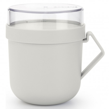 Κύπελλο σούπας με καπάκι Brabantia Make&Take 1006295, 600+180 ml, Καπάκι με βίδα, χωρίς BPA, Γκρι