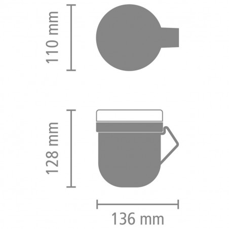 Κύπελλο σούπας με καπάκι Brabantia Make&Take 1006295, 600+180 ml, Καπάκι με βίδα, χωρίς BPA, Γκρι