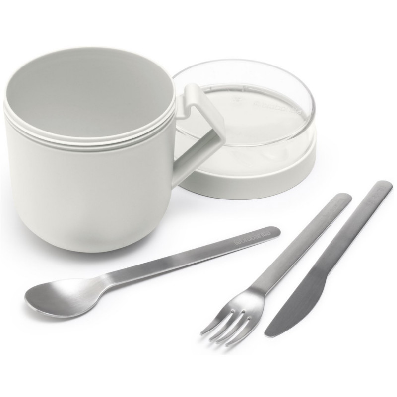 Κύπελλο σούπας με καπάκι Brabantia Make&Take 1006295, 600+180 ml, Καπάκι με βίδα, χωρίς BPA, Γκρι
