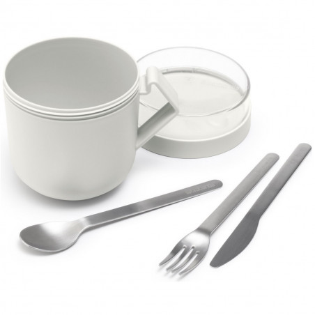 Κύπελλο σούπας με καπάκι Brabantia Make&Take 1006295, 600+180 ml, Καπάκι με βίδα, χωρίς BPA, Γκρι