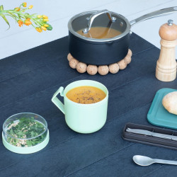 Κύπελλο σούπας με καπάκι Brabantia Make&Take 1006294, 600+180 ml, Καπάκι με βίδα, χωρίς BPA, Πράσινο