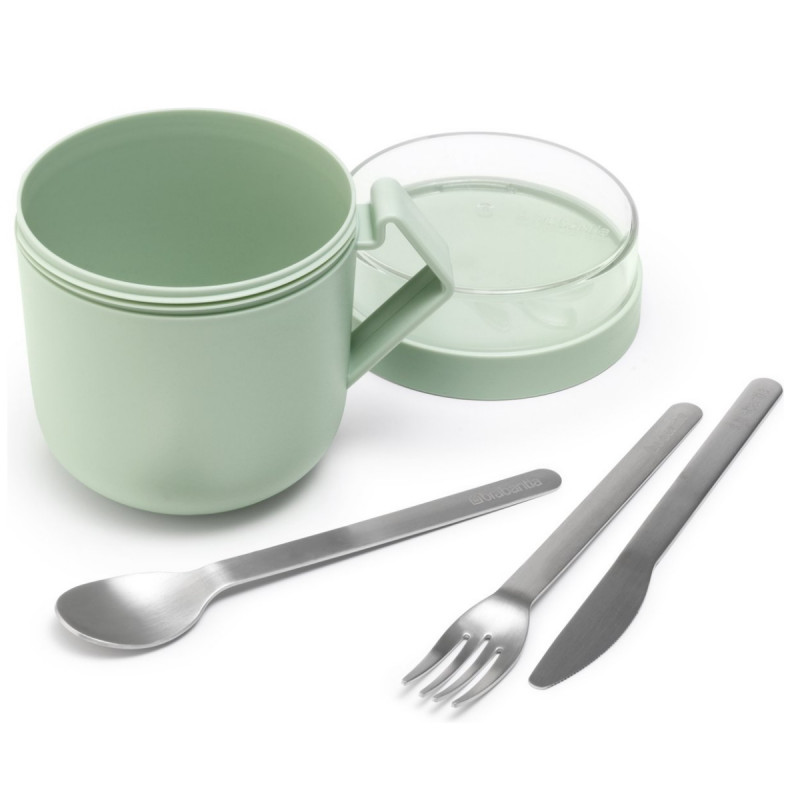 Κύπελλο σούπας με καπάκι Brabantia Make&Take 1006294, 600+180 ml, Καπάκι με βίδα, χωρίς BPA, Πράσινο