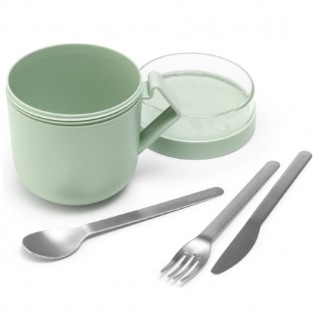 Κύπελλο σούπας με καπάκι Brabantia Make&Take 1006294, 600+180 ml, Καπάκι με βίδα, χωρίς BPA, Πράσινο