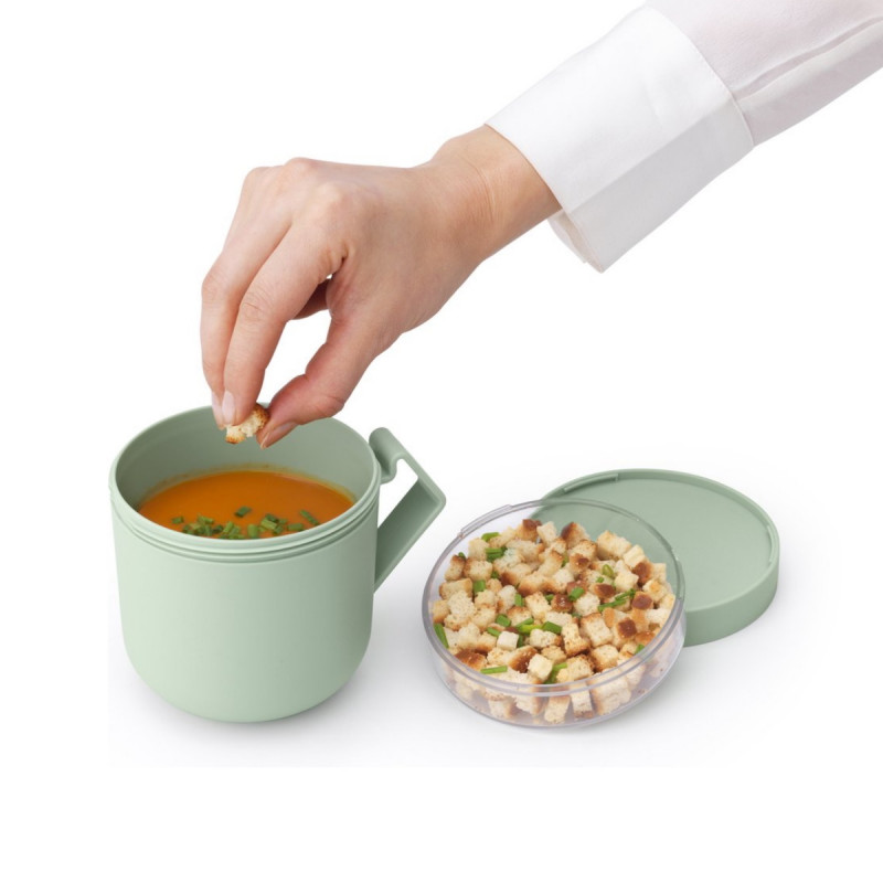 Κύπελλο σούπας με καπάκι Brabantia Make&Take 1006294, 600+180 ml, Καπάκι με βίδα, χωρίς BPA, Πράσινο