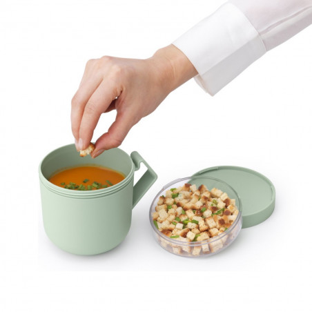 Κύπελλο σούπας με καπάκι Brabantia Make&Take 1006294, 600+180 ml, Καπάκι με βίδα, χωρίς BPA, Πράσινο