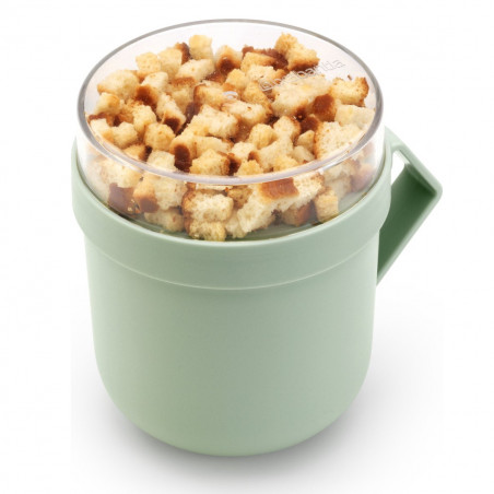 Κύπελλο σούπας με καπάκι Brabantia Make&Take 1006294, 600+180 ml, Καπάκι με βίδα, χωρίς BPA, Πράσινο
