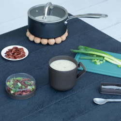 Κύπελλο σούπας με καπάκι Brabantia Make&Take 1006293, 600+180 ml, Καπάκι με βίδα, χωρίς BPA, Σκούρο γκρι