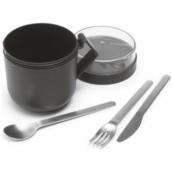 Κύπελλο σούπας με καπάκι Brabantia Make&Take 1006293, 600+180 ml, Καπάκι με βίδα, χωρίς BPA, Σκούρο γκρι