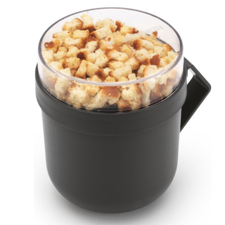 Κύπελλο σούπας με καπάκι Brabantia Make&Take 1006293, 600+180 ml, Καπάκι με βίδα, χωρίς BPA, Σκούρο γκρι