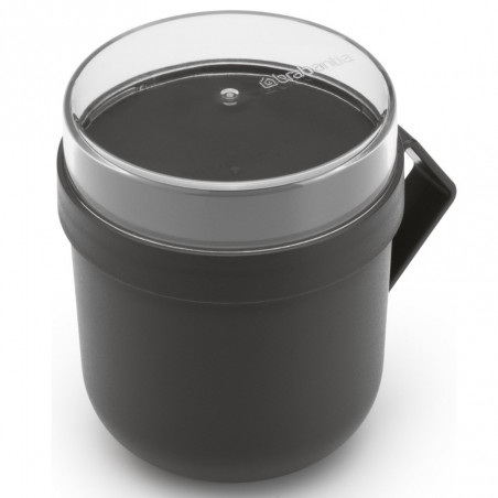Κύπελλο σούπας με καπάκι Brabantia Make&Take 1006293, 600+180 ml, Καπάκι με βίδα, χωρίς BPA, Σκούρο γκρι