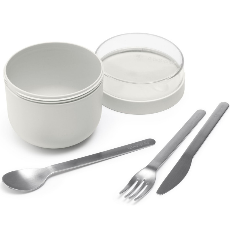 Μπολ πρωινού Brabantia Make&Take 1006298, 500+180 ml, Βιδωτό καπάκι, χωρίς BPA, Γκρι