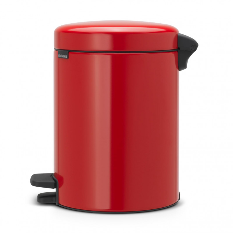 Κάδος με πεντάλ Brabantia NewIcon 649006, 5 L, Εύκολο κλείσιμο, Αντιολισθητική βάση, Κόκκινο