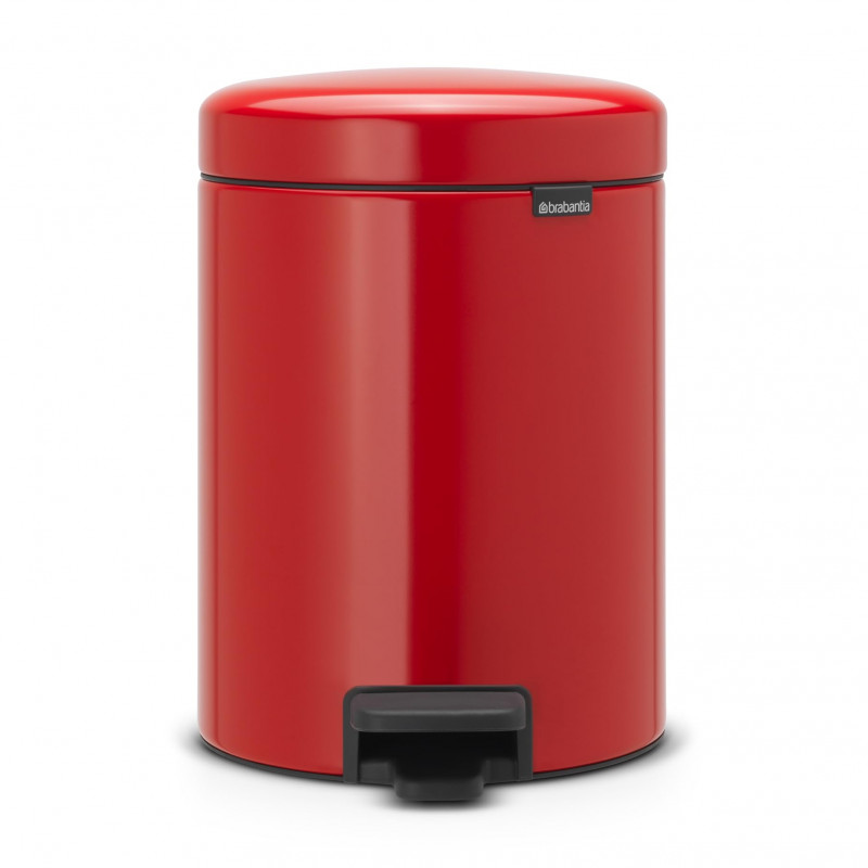 Κάδος με πεντάλ Brabantia NewIcon 649006, 5 L, Εύκολο κλείσιμο, Αντιολισθητική βάση, Κόκκινο