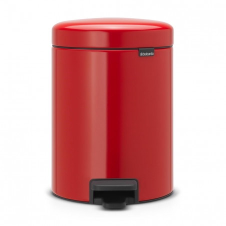 Κάδος με πεντάλ Brabantia NewIcon 649006, 5 L, Εύκολο κλείσιμο, Αντιολισθητική βάση, Κόκκινο