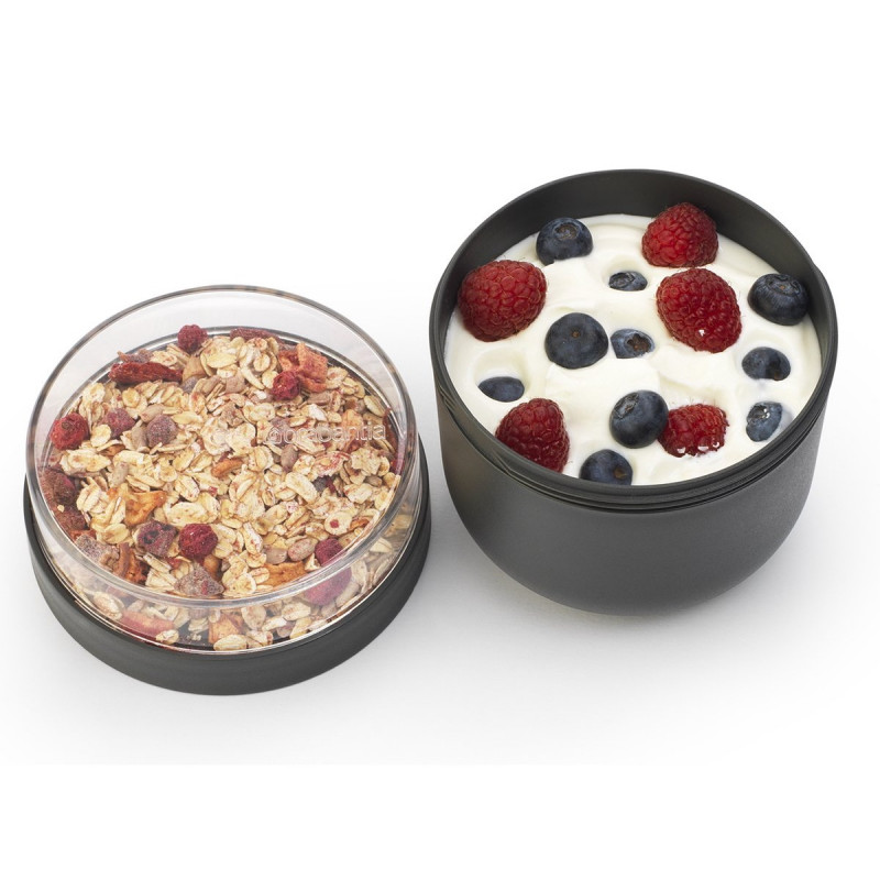 Brabantia Make&Take μπολ πρωινού 1006296, 500+180 ml, βιδωτό κλείσιμο, BPA Free, σκούρο γκρι