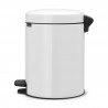 Κάδος με πεντάλ Brabantia NewIcon 649004, 5 L, Εύκολο κλείσιμο, Αντιολισθητική βάση, Λευκό