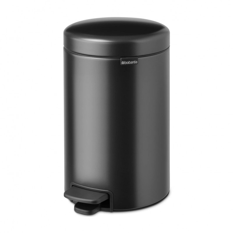 Κάδος με πεντάλ Brabantia NewIcon 1008842, 12 L, Ομαλό κλείσιμο, Αντιολισθητική βάση, Σκούρο γκρι