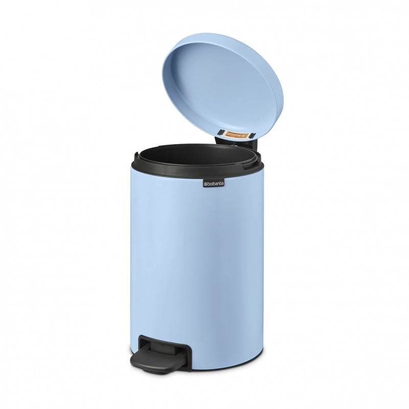 Κάδος με πεντάλ Brabantia NewIcon 1005532, 12 l, Ομαλό κλείσιμο, Αντιολισθητική βάση, Γαλάζιο