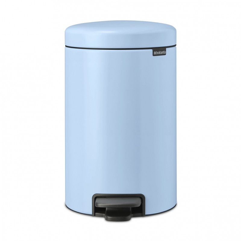 Κάδος με πεντάλ Brabantia NewIcon 1005532, 12 l, Ομαλό κλείσιμο, Αντιολισθητική βάση, Γαλάζιο