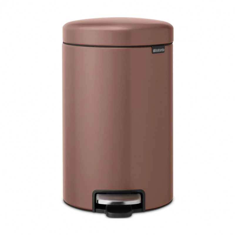 Κάδος με πεντάλ Brabantia NewIcon 1008845, 12 L, Ομαλό κλείσιμο, Αντιολισθητική βάση, Σατινέ φινίρισμα, Καφέ