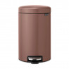 Κάδος με πεντάλ Brabantia NewIcon 1008845, 12 L, Ομαλό κλείσιμο, Αντιολισθητική βάση, Σατινέ φινίρισμα, Καφέ