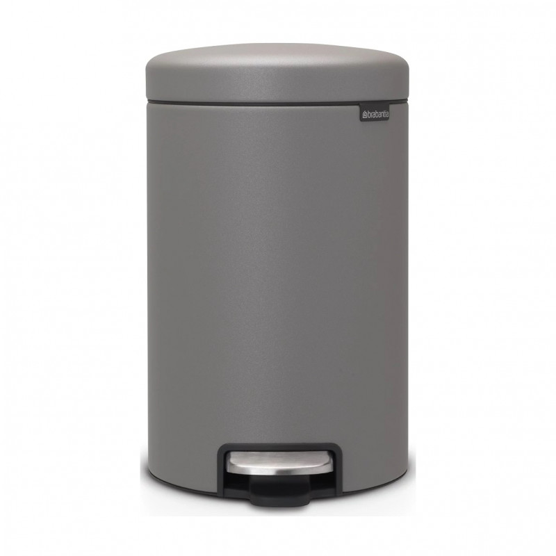 Κάδος με πεντάλ Brabantia NewIcon 1001090, 12 l, Ομαλό κλείσιμο, Αντιολισθητική βάση, Ορυκτή επίστρωση, Γκρι