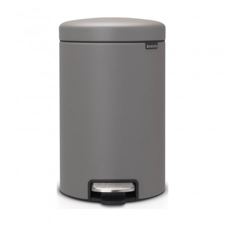 Κάδος με πεντάλ Brabantia NewIcon 1001090, 12 l, Ομαλό κλείσιμο, Αντιολισθητική βάση, Ορυκτή επίστρωση, Γκρι