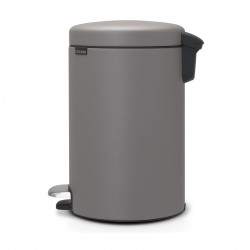 Κάδος με πεντάλ Brabantia NewIcon 1001090, 12 l, Ομαλό κλείσιμο, Αντιολισθητική βάση, Ορυκτή επίστρωση, Γκρι