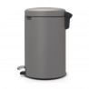Κάδος με πεντάλ Brabantia NewIcon 1001090, 12 l, Ομαλό κλείσιμο, Αντιολισθητική βάση, Ορυκτή επίστρωση, Γκρι
