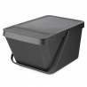 Κάδος διαχωρισμού απορριμμάτων Brabantia Sort&Go 1006310, 20 l, Στοιβαζόμενος, Σκούρο γκρι